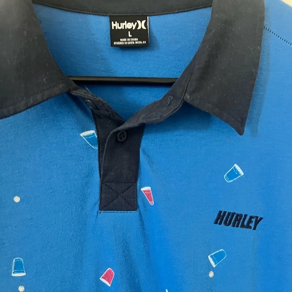 Hurley Blue Polo Shirt with Red and White Accents - Picture 4 of 8